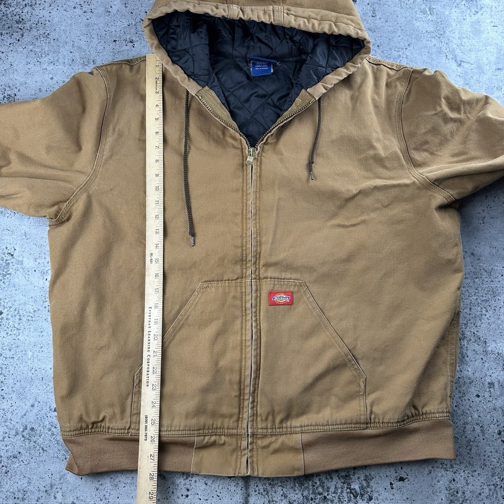 Vintage Dickies Brown Khaki Canvas Insulated‎ Hooded Active Jacket XL Red Label - Picture 6 of 8